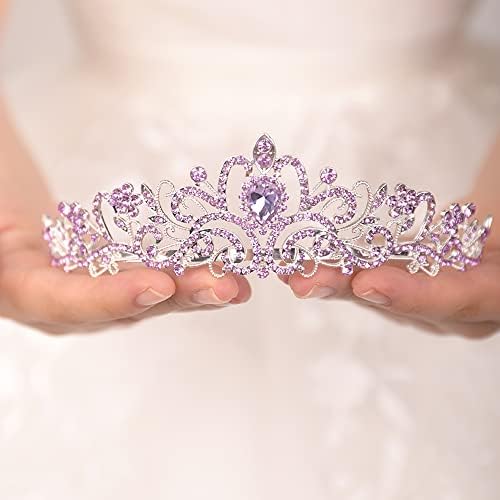 Wekicici Crystal Tiara krune Kristalna traka za glavu princeza rhinestone kruna sa Češljevima nevjesta trake