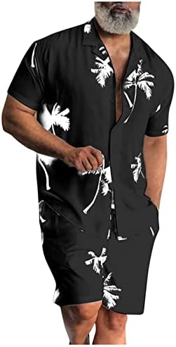 Muške opuštene cipele Ležerne majice Havajski setovi Ljetni muškarci Trendi gumb s kratkim rukavima dolje košulja i kratke hlače