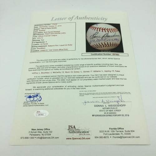 Vintage Red Faber Joe McCarthy Ted Williams Hall of Fame potpisan bejzbol JSA COA - autogramirani bejzbol