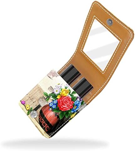 Mini ruž za usne sa ogledalom za torbicu, Retro Flower Vase Portable Case Holder organizacija