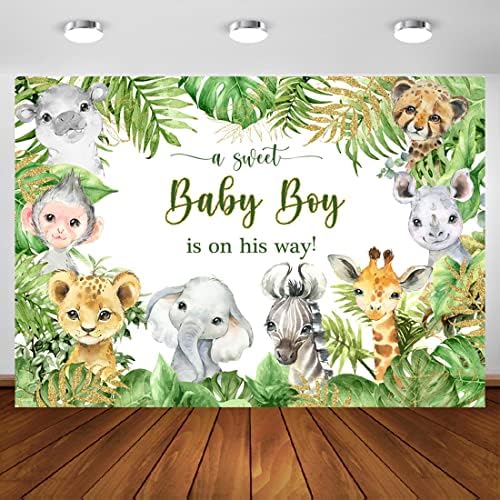 Aperturee 10x7ft Jungle Safari životinje Baby Shower Backdrop Baby Boy je na putu to je dječak fotografija