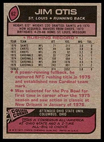 1977. topps 62 Jim Otis St. Louis Cardinals-FB NM Cardinals-FB Ohio st
