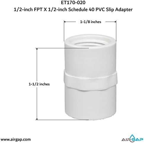 1/2-inčni FPT X 1/2-inčni raspored 40 PVC slip ADAPTER