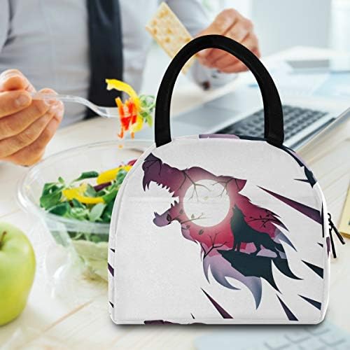 Izolovana torba za ručak za žene-Wolf Raven velika nepropusna torba za ručak sa naramenicama za radne odrasle