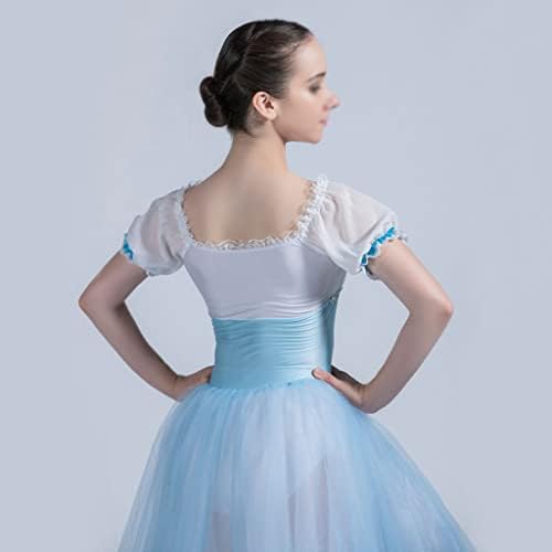 N / A Šifon puff rukava Pale plavi spandex Top Bodice 360 ​​° Tulle romantična haljina za baletne ženske emisije