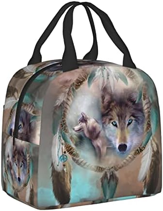 PrelerDIY Wolf Dream Catcher kutija za ručak-izolovane torbe za ručak za decu dečake devojčice višekratne