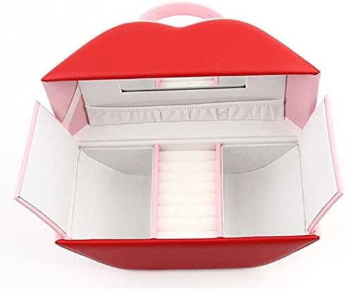 Nakit Kutija Nakit Kutija Prijenosni Prsten Naušnica Ogrlica Nakit Kutija Za Odlaganje Koža Crvene Usne
