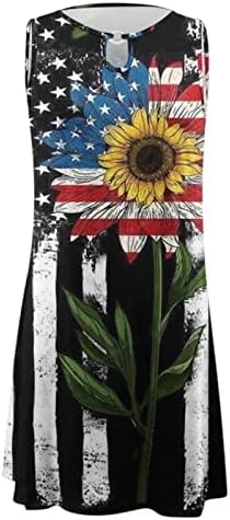 4. jula haljina za žene Casual ljetna plaža haljina američka zastava Ključaonica bez rukava o-izrez Stars Stripes Sundresses