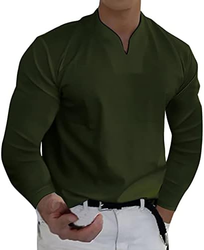 Muška majica s dugim rukavima V vrat Henley, opružni mišić Slim Fit Business Casual majica Lagane vrhove