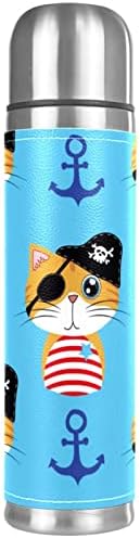 Pirate brod Sidrna mačka Plava pozadina Vakuum izolirana nehrđajuća čelika Termos boce 16oz, za višekratnu