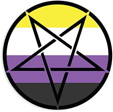 Primjenjiva pucana obrnuta pentagram ne binarna engal zastava LGBTQ zastava - vinilna naljepnica naljepnica 4 inča