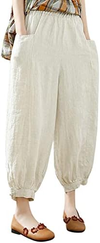 Posteljine hlače za žene Lagana elastična stručna gležnjače Dužina konusa za konuse Yoga Casual Boho High Rise Capri pantalone