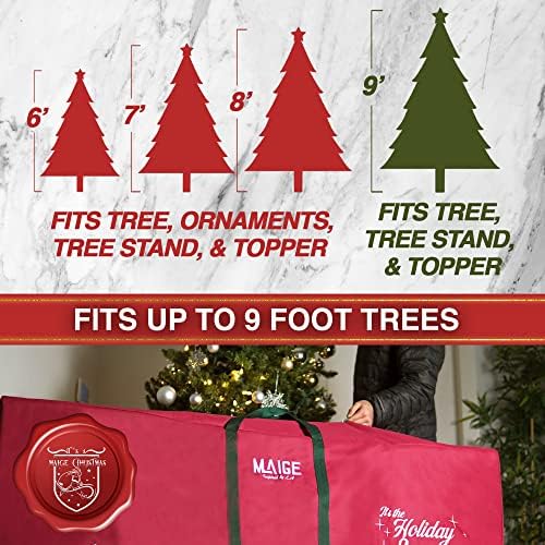 Maige Božić Tree Storage Bag / odgovara Do 9ft Tree | drži preko 150lbs | napravljen od 600D Poliseter |