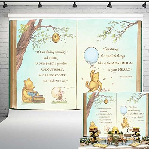 Claasic Pooh Bear Baby tuš pozadina za dječaka Retro gigant knjiga Spring Tree Vintage pozadina novorođeni