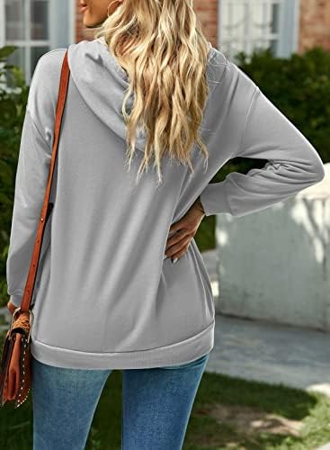 HOODITBB Ženska kopuška dugači dugulja sa dugim dugim pulover na dugim rukavima Ležerni vrh sa džepom