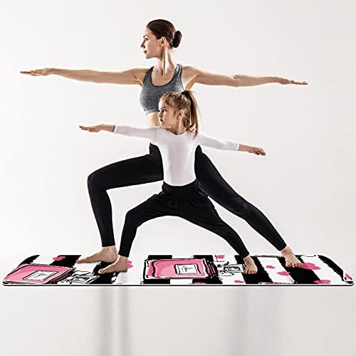 6mm Extra Thick Yoga Mat, Pink Perfume Stripe Pattern Print Eco-Friendly TPE exercise Mats Pilates Mat sa