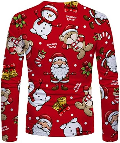 Wocachi Muns Designer T majice 2022 Christmas Funny 3D Print dugih rukava majica Xmas Slim Fit Ležerne vježbe