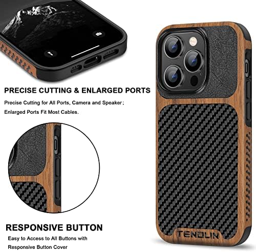 Tendlin kompatibilan sa iphone 14 pro max case clue Wood zrno sa karbonskim vlaknima Teksture dizajn kože