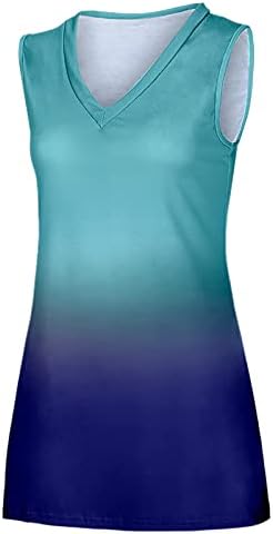 lcepcy Womens V vrat Tank Tops gradijent štampane majice bez rukava labave fit Tanks bluze tunike za helanke
