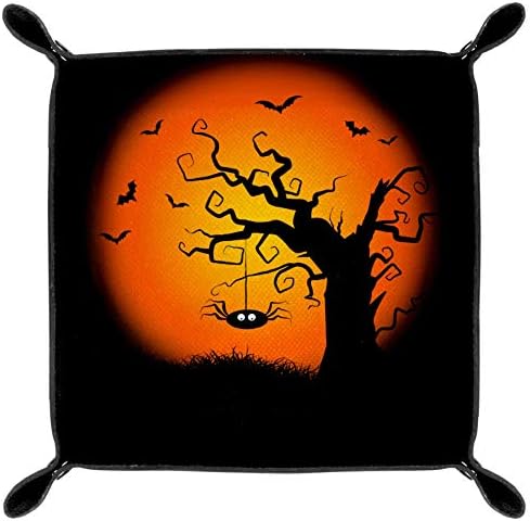 Aisso Valet Tray Spooky Halloween tree štampanje kožnih posuda za nakit kutija za organizatore za novčanike,