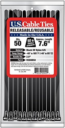 Američki kablovi TIES 14BB50 14-inčni opuštene veze, UV Black, 50 pakovanja
