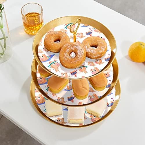 Troieredna stalka za desert Cupcake Voće ploča Plastična držač za posluživanje zaslona za rođendan vjenčanja