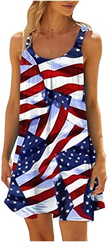 Lmdudan 4. jula Tank haljine za žene američka zastava štampane haljine za Dan nezavisnosti mini haljine