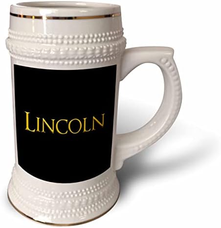 3droze Lincoln uobičajeno ime bebe u Americi. Žuta na crnoj poklonu - 22oz Stein šolja