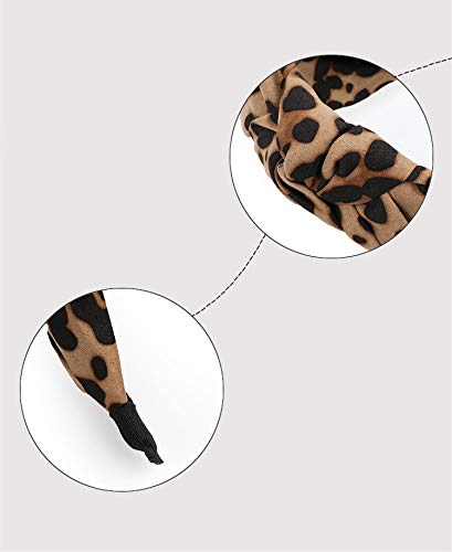 ShiQiao Spl Leopard Print traka za glavu za žene djevojke, široke čvorove trake za glavu Leopard Print traka