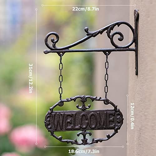 Dvostrani metalni znak dobrodošlice, rustikalni viseći dobrodošlicu za ulaznu vrata, znak dobrodošlice od