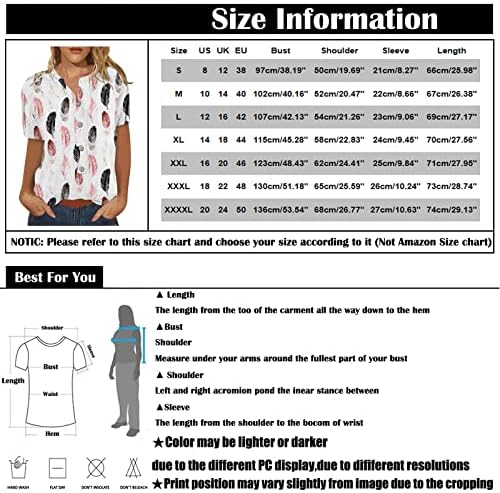 NOKMOPO ženske košulje Casual moda pamučna posteljina tiskana majica kratkih rukava Žene Ljetni vrhovi