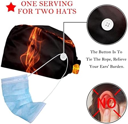 2 pakovanja vatreni kineski yin yang apstraktna hirurška kapa s gumbima za dugu kosu