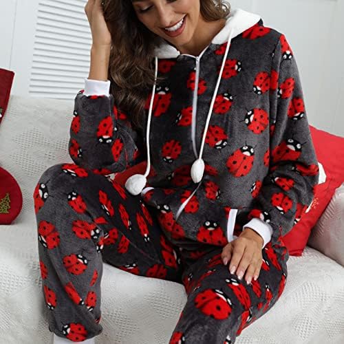 xipcokm za odrasle božićne osobe pidžame Fuzzy fleece s kapuljačom od kapuljača jedan komad kućna odjeća