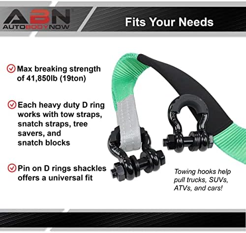 ABN Black D Ring Drills 3/4 inčni 2-pakovanje - 41.850 lb Break Snaga oporavka D Prstena vučna kuka Teška