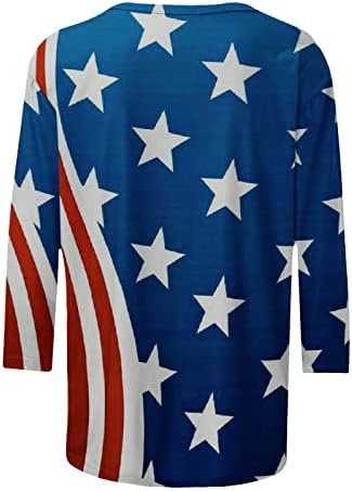 Dan nezavisnosti SAD Star Print Tees za djevojčice 3/4 rukav posada vrat Casual prugaste bluze Tshirt žene
