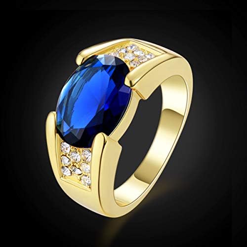 T-nakit Man modni vjenčani prsten veličina 8,9,11 pasijans plavi safir punjen 18k zlatom