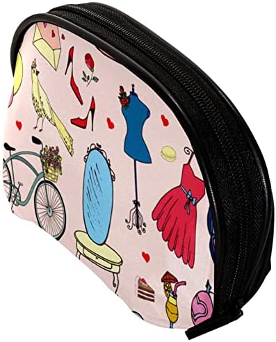 Mala šminkarska torba, patentno torbica Travel Cosmetic organizator za žene i djevojke, Cartoon Paris Landscape