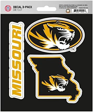 Fanmats NCAA Missouri Tigers Ekipa Decal, 3-paket
