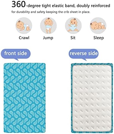 Paisley tematski izgrađeni listovi, prenosivi mini listovi krevetića meki i prozračni posteljini za djecu