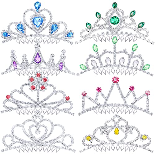 Batiyeer 8 komada princess tiara Crown češalj Mini kristalni Rhinestone Crown češalj za kosu za žene Girl