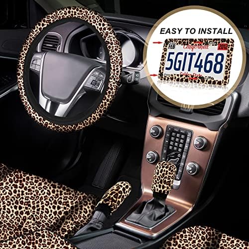 TALLEW Leopard Auto oprema Leopard Pokrivači autosjedalica Full setovi Leopard auto volanski poklopac poklopca ploče Gumeni auto podnim mat Leopard Zaštitnik automobila Unutarnje opreme Univerzalni pribor