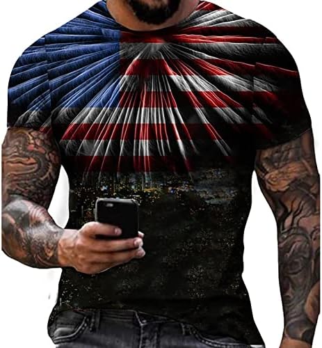 Muška košulja dugih rukava Muška ljetna Vanjska Dan nezavisnosti štampana kratka majica s rukavima Vintage