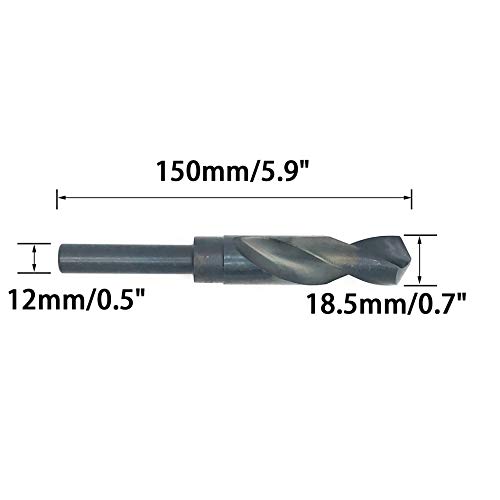 XMHF 18.5 mm High Speed Steel 1/2 reduced Shank Drill Bit Black Oxide Finish