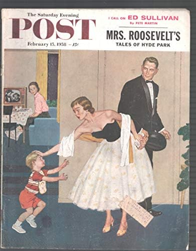 Saturday Evening Post-2 / 15 / 1958 - Amos Sewell Cover-Agatha Christie-Pulp Fiction-VG