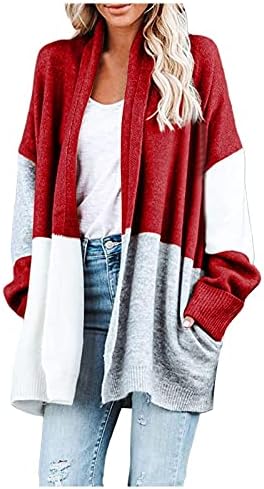 Najbolje zimske jakne za žene 2021 prevelika jakna prugasta rukav za bat s otvorenim prednjim ležernim pletenim