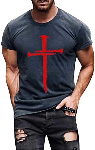 Muška kratka rukav T Shirt 3D Cross Belief štampani ljeto Tops Casual Crew vrat grafički Tees Meki Tops