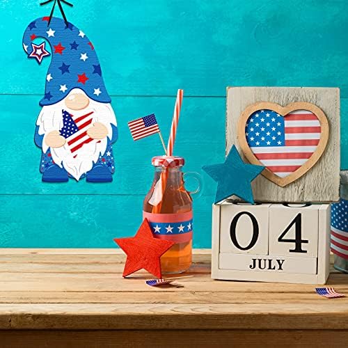 3 komada 4. srpnja ukrasi Patriotski drveni znakovi Dan neovisnosti Amerika Drveni znakovi I Love USA Gnome