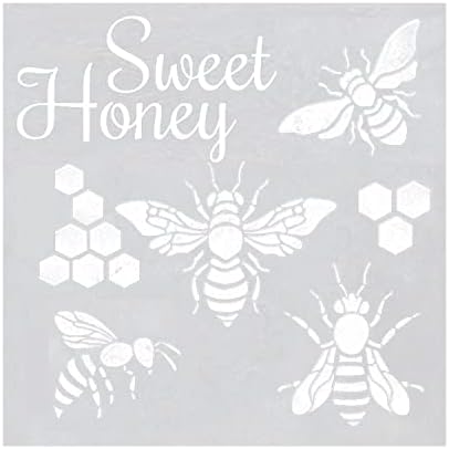 Šablon velikog pčelinjeg saća 12x12inch-Mylar pčelinji šablon za višekratnu upotrebu za farbanje košnice, zida,drveta, tkanine, namještaja - višekratna DIY umjetnička slika šesterokutna šablona sa češljem za med