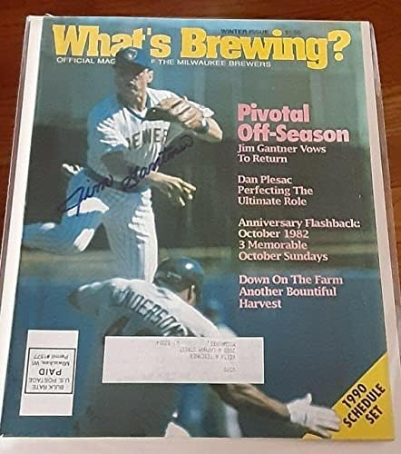 Jim Gantner Milwaukee Brewers potpisao autograme 1990 Whats Brewing Magazine COA - Autogramed MLB magazini