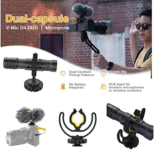 DYITY V-MIC D4 Duo Video mikrofon Dual Mono / Stereo snimak Intervju Mic sa udarnim nosačem za Vlog Pocket
